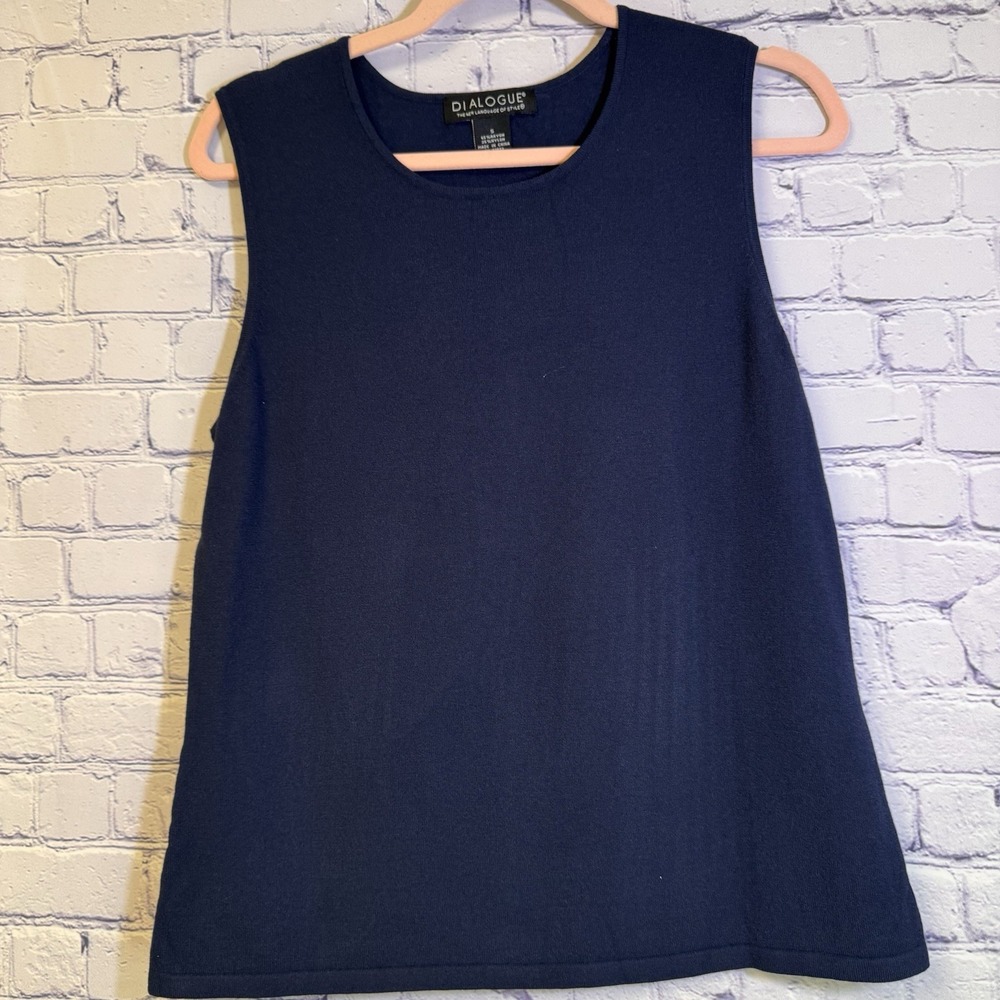 Dialouge Rayon/nylon Dressy ‎ Dressy  Knit  Tank Navy Small